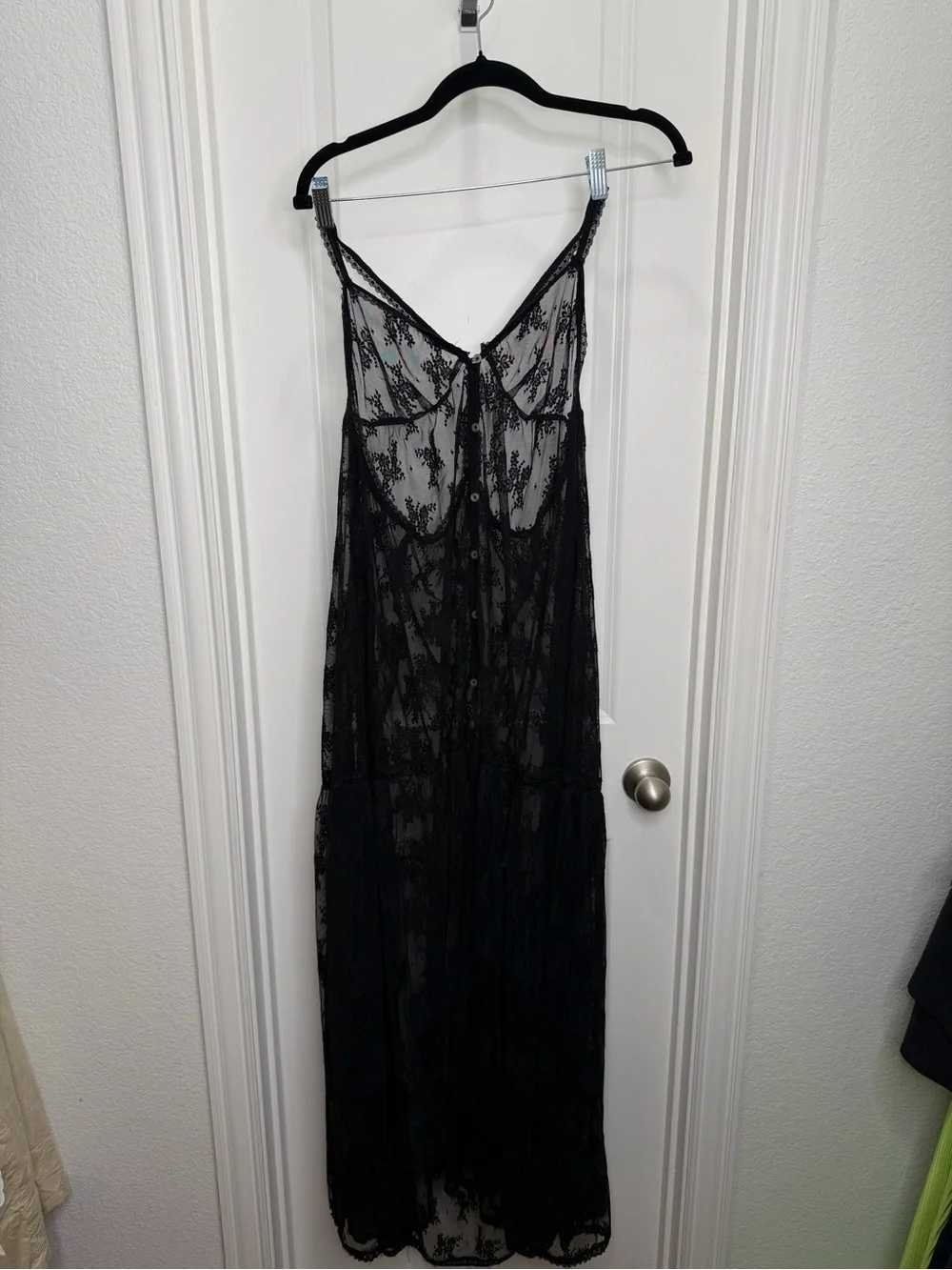 Free People In The Breeze Maxi Slip in Black Combo Sz Medium - Picture 6 of 11